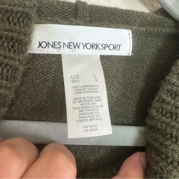 Jones New York Vintage Moss Green Hooded Sweater - Picture 3 of 4